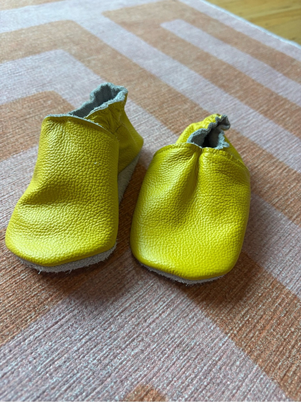Yellow Kids Leather Slip-On Shoes